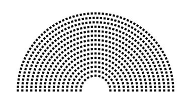 Hemicycle 611 koltuk - 15 sıra - 180 derece