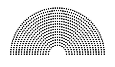 Hemicycle 612 koltuk - 15 sıra - 180 derece