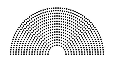 Hemicycle 613 koltuk - 15 sıra - 180 derece