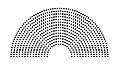 Hemicycle 615 koltuk - 14 sıra - 180 derece