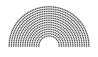 Hemicycle 616 koltuk - 14 sıra - 180 derece