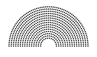 Hemicycle 617 koltuk - 15 sıra - 180 derece