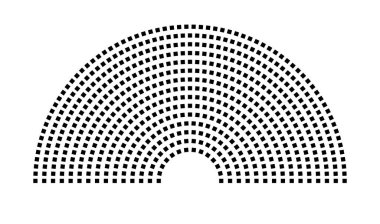 Hemicycle 618 koltuk - 15 sıra - 180 derece