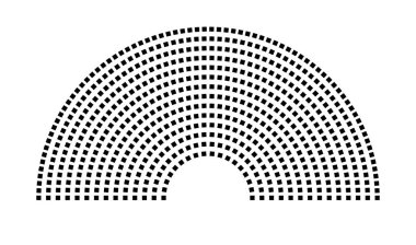 Hemicycle 620 koltuk - 14 sıra - 180 derece