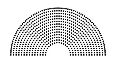 Hemicycle 621 koltuk - 14 sıra - 180 derece