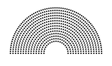 Hemicycle 622 koltuk - 14 sıra - 180 derece