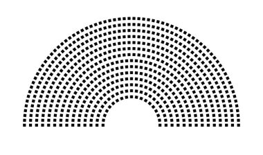 Hemicycle 623 koltuk - 14 sıra - 180 derece