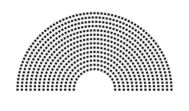 Hemicycle 625 koltuk - 14 sıra - 180 derece