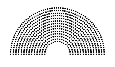 Hemicycle 626 koltuk - 14 sıra - 180 derece