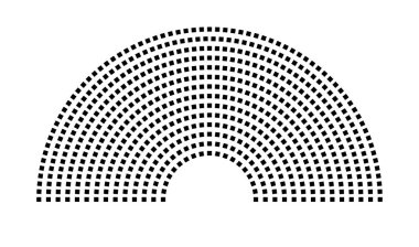 Hemicycle 627 koltuk - 14 sıra - 180 derece