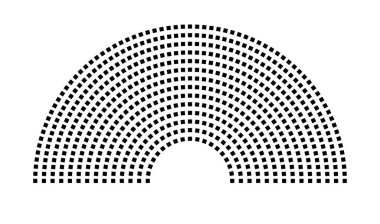Hemicycle 628 koltuk - 14 sıra - 180 derece