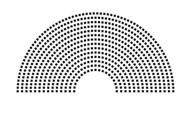 Hemicycle 629 koltuk - 14 sıra - 180 derece