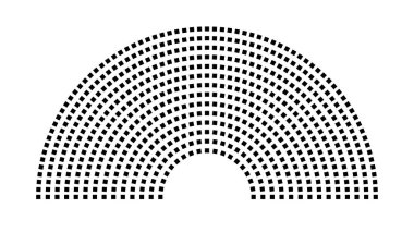 Hemicycle 630 koltuk - 14 sıra - 180 derece