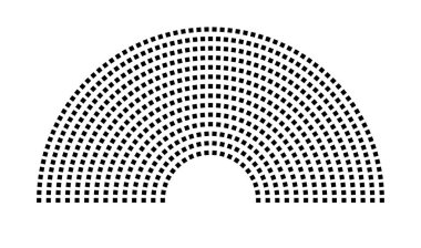 Hemicycle 632 koltuk - 14 sıra - 180 derece