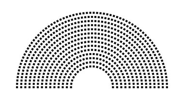 Hemicycle 633 koltuk - 14 sıra - 180 derece
