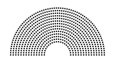 Hemicycle 634 koltuk - 14 sıra - 180 derece