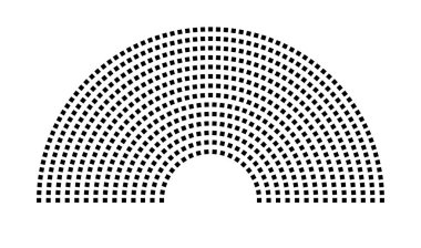 Hemicycle 636 koltuk - 14 sıra - 180 derece