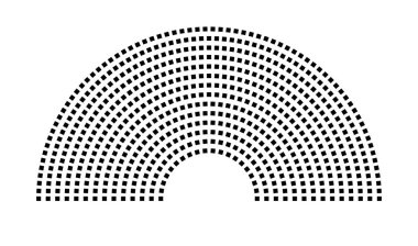 Hemicycle 635 koltuk - 14 sıra - 180 derece