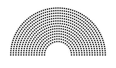 Hemicycle 637 koltuk - 14 sıra - 180 derece