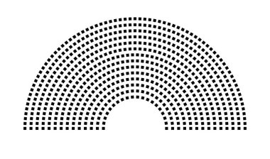 Hemicycle 638 koltuk - 14 sıra - 180 derece