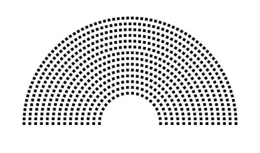 Hemicycle 639 koltuk - 14 sıra - 180 derece