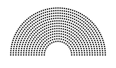 Hemicycle 640 koltuk - 14 sıra - 180 derece