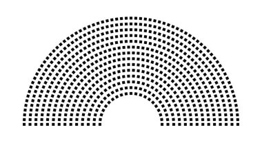 Hemicycle 641 koltuk - 14 sıra - 180 derece