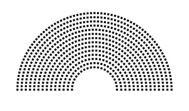 Hemicycle 642 koltuk - 14 sıra - 180 derece