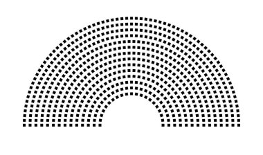 Hemicycle 643 koltuk - 14 sıra - 180 derece