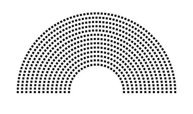 Hemicycle 644 koltuk - 13 sıra - 180 derece