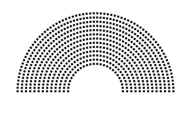 Hemicycle 646 koltuk - 13 sıra - 180 derece