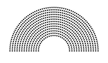 Hemicycle 647 koltuk - 13 sıra - 180 derece