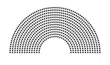 Hemicycle 648 koltuk - 13 sıra - 180 derece