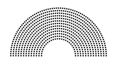 Hemicycle 649 koltuk - 13 sıra - 180 derece