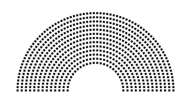 Hemicycle 650 koltuk - 13 sıra - 180 derece