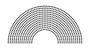 Hemicycle 652 koltuk - 13 sıra - 180 derece