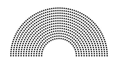 Hemicycle 653 koltuk - 13 sıra - 180 derece