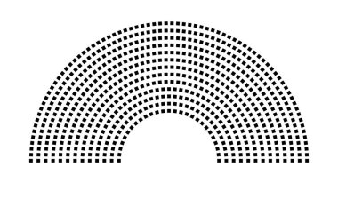 Hemicycle 654 koltuk - 13 sıra - 180 derece