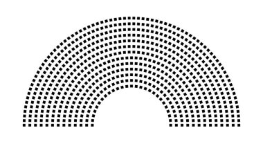 Hemicycle 656 koltuk - 13 sıra - 180 derece