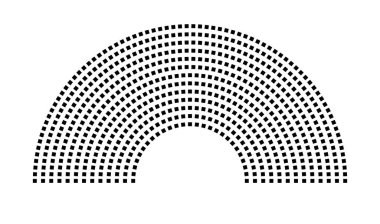 Hemicycle 657 koltuk - 13 sıra - 180 derece