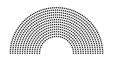 Hemicycle 659 koltuk - 13 sıra - 180 derece