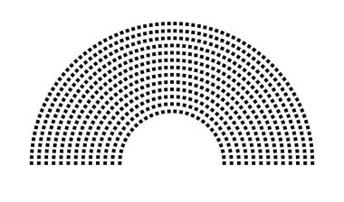 Hemicycle 661 koltuk - 13 sıra - 180 derece