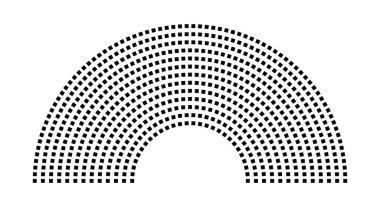 Hemicycle 662 koltuk - 13 sıra - 180 derece