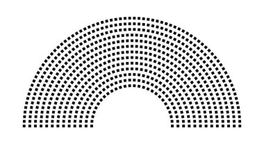 Hemicycle 663 koltuk - 13 sıra - 180 derece