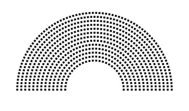 Hemicycle 667 koltuk - 13 sıra - 180 derece