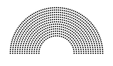 Hemicycle 669 koltuk - 13 sıra - 180 derece