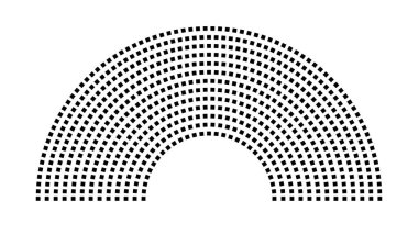 Hemicycle 670 koltuk - 13 sıra - 180 derece