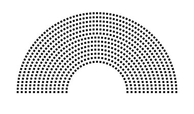 Hemicycle 671 koltuk - 13 sıra - 180 derece