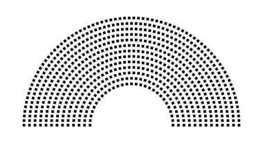 Hemicycle 672 koltuk - 13 sıra - 180 derece