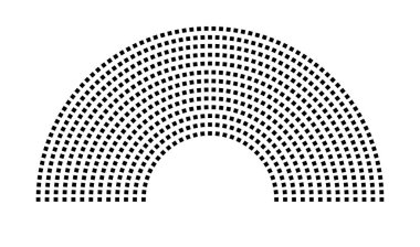 Hemicycle 673 koltuk - 13 sıra - 180 derece